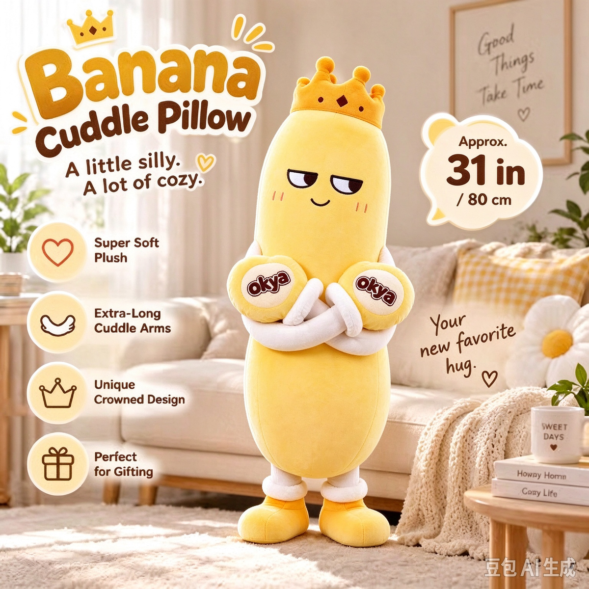 🤗 XL Long-Arm Cuddle Pillow | Giant Plush Hug Buddy