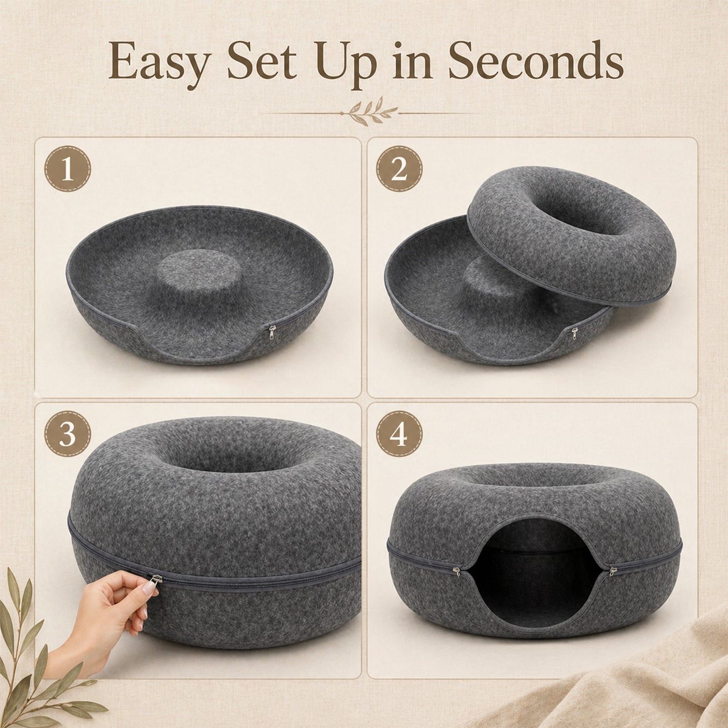 Layered Felt Cat Cave, Large