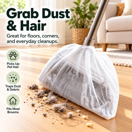 ✨Disposable Broom Dust Cover – Elastic Cleaning Cover for Pet Hair, Dust & Everyday Floor Debris