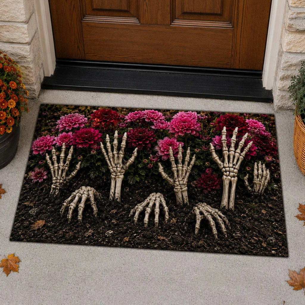 🎃 Halloween Cemetery Gate Doormat – Spooky Front Door Mat for Porch, Trick-or-Treat & Haunted House Decor