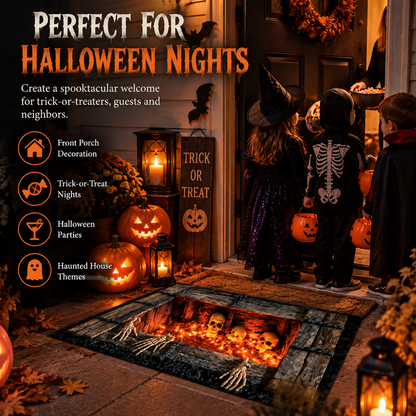 🎃 Halloween Cemetery Gate Doormat – Spooky Front Door Mat for Porch, Trick-or-Treat & Haunted House Decor