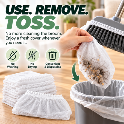 ✨Disposable Broom Dust Cover – Elastic Cleaning Cover for Pet Hair, Dust & Everyday Floor Debris