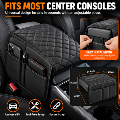 🔥Car Armrest Support Cushion – Center Console Riser with Side Pocket & Non-Slip Mat