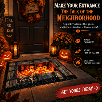 🎃 Halloween Cemetery Gate Doormat – Spooky Front Door Mat for Porch, Trick-or-Treat & Haunted House Decor