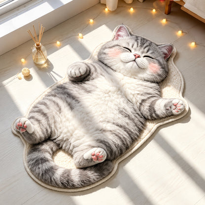 Chubby Tabby Cat Shaped Rug 🐱🤎