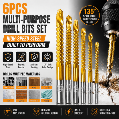 🛠️ 6-Piece Serrated Side-Cutting Drill Bit Set – Drill, Slot, Shape & Enlarge Holes
