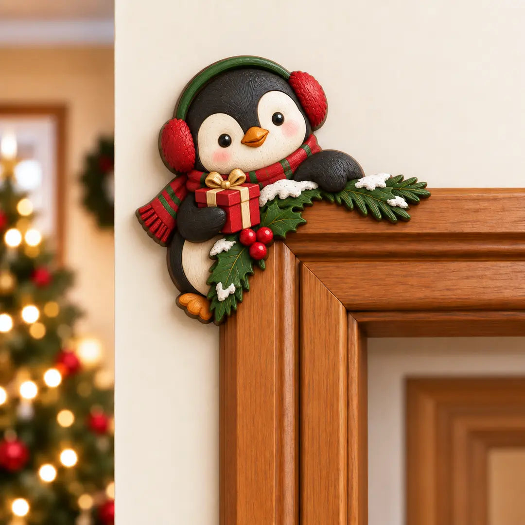 🎅 Christmas Peekaboo Door Frame Decor | Festive Corner Holiday Accent