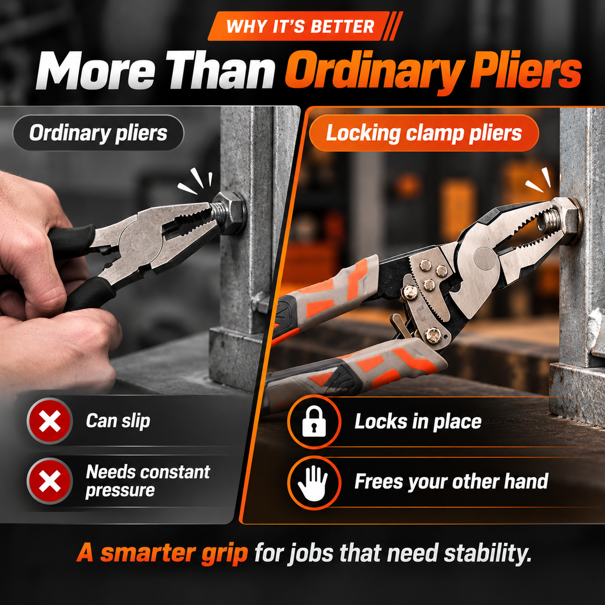 🔒 One-Hand Locking Clamp Pliers – Self-Locking Grip Tool for Repair & DIY