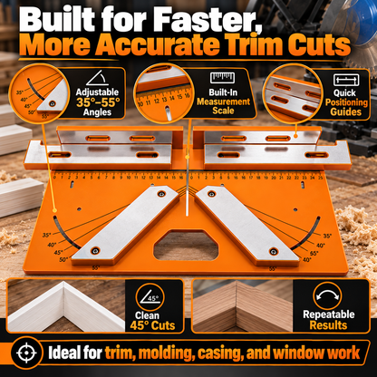 🛠️ Precision Miter Trim Cutting Jig | Adjustable 35°–55° Angles, Built-In Measuring Scale & Faster, Cleaner Trim Cuts 📐
