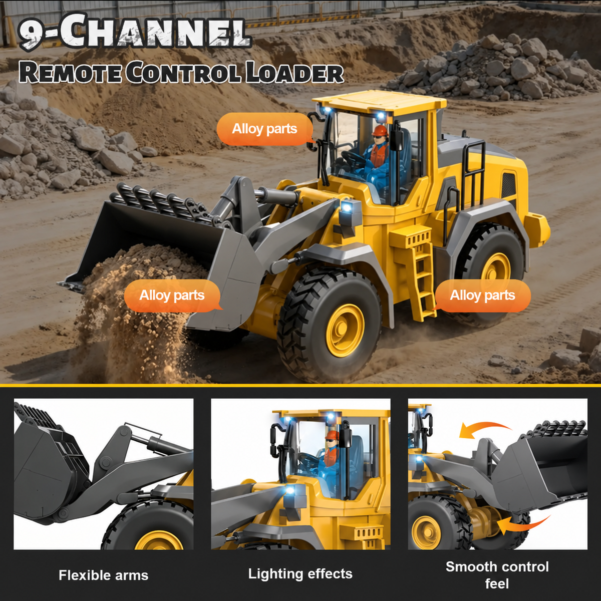 🚜 RC Construction Crew – 4-Machine Remote Control Building Fleet 🚧(Free Shipping ✈️)