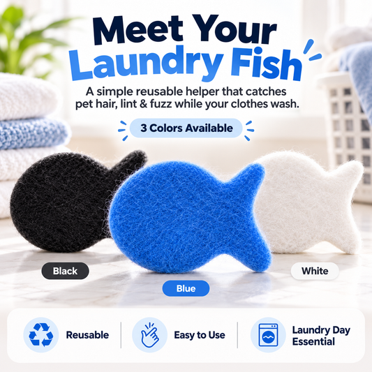 🐾 Reusable Laundry Fish Pet Hair Remover – Washable Fur & Lint Catcher