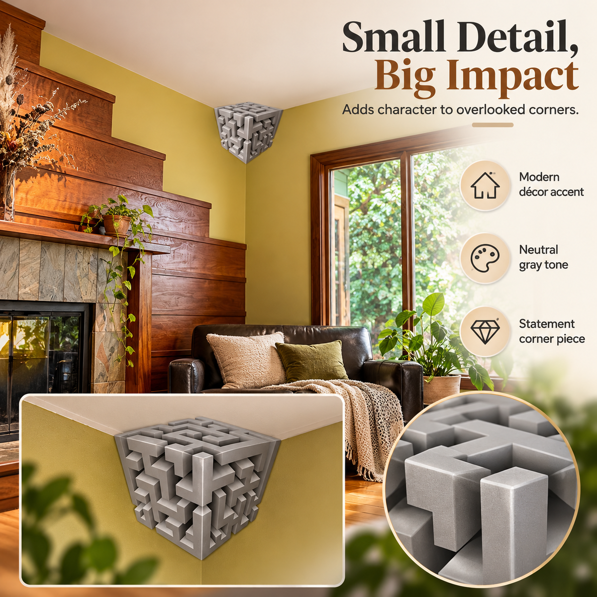 ✨ (2Pcs)Transform Empty Corners – 3D Geometric Wall & Ceiling Accent Decor