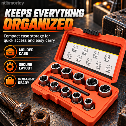10-Piece Screw Extractor Set – Remove Stripped, Broken & Stuck Bolts with Ease