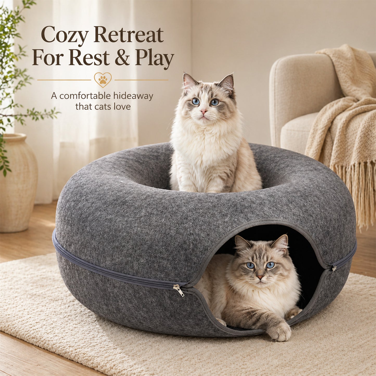 Layered Felt Cat Cave, Large