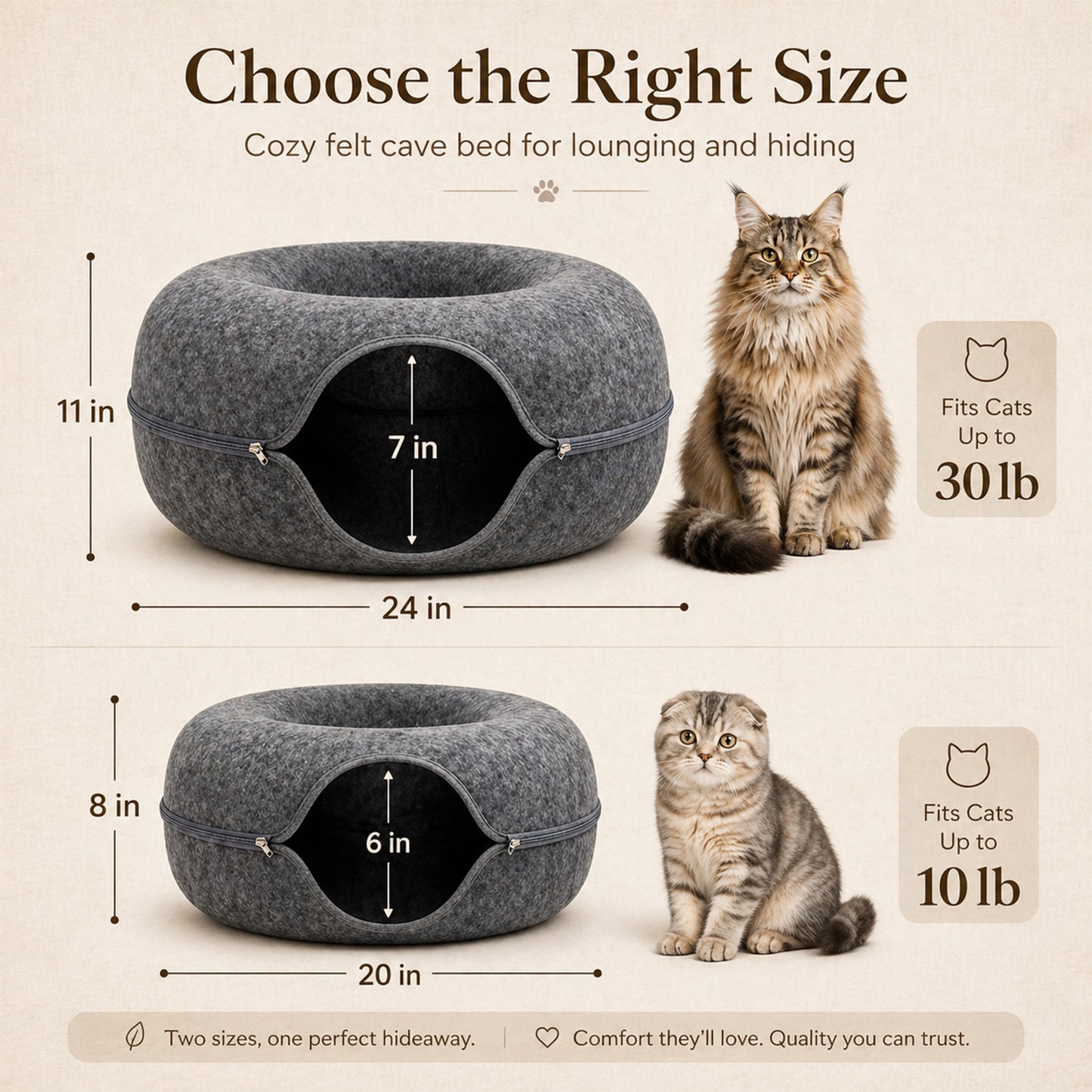 Layered Felt Cat Cave, Large