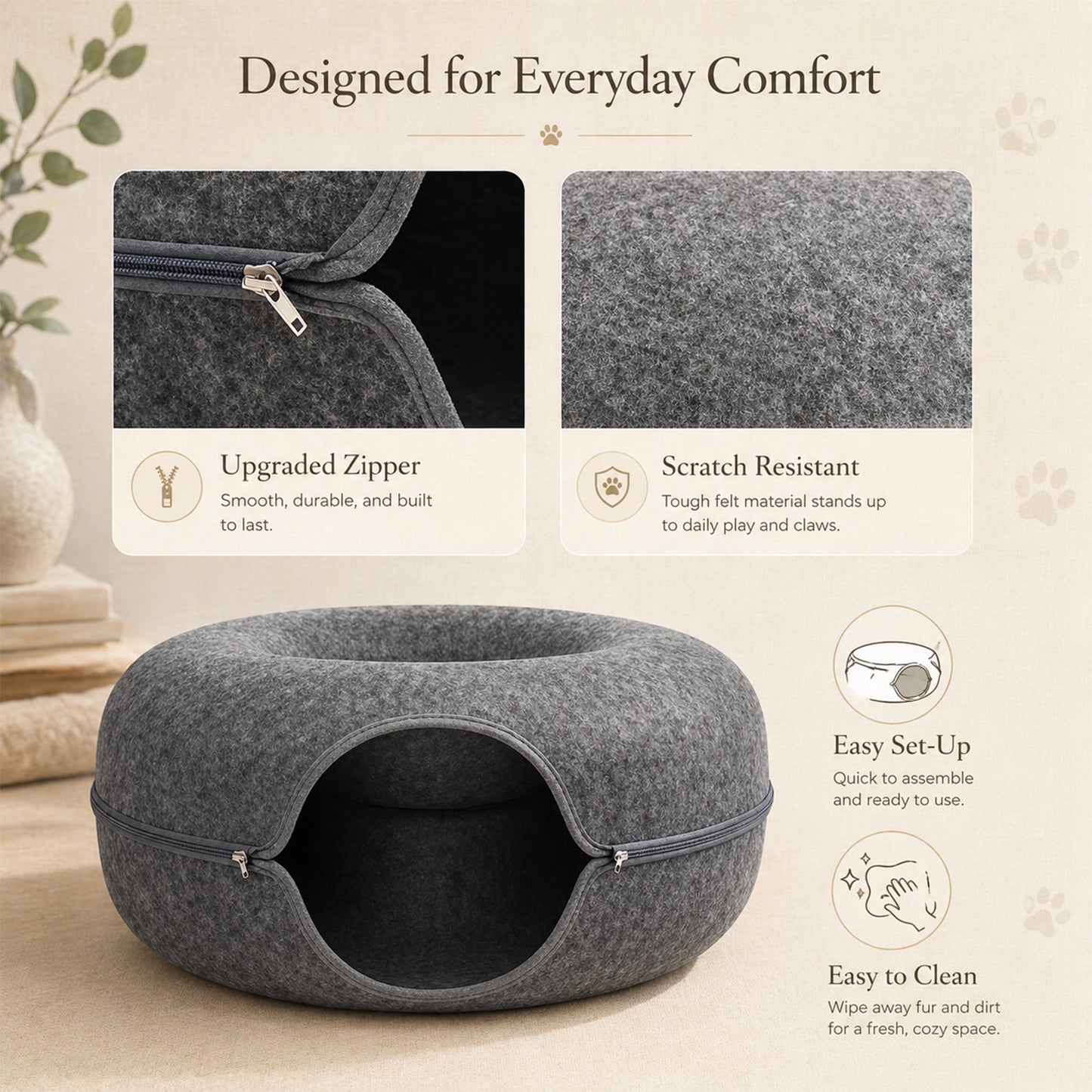 Layered Felt Cat Cave, Large
