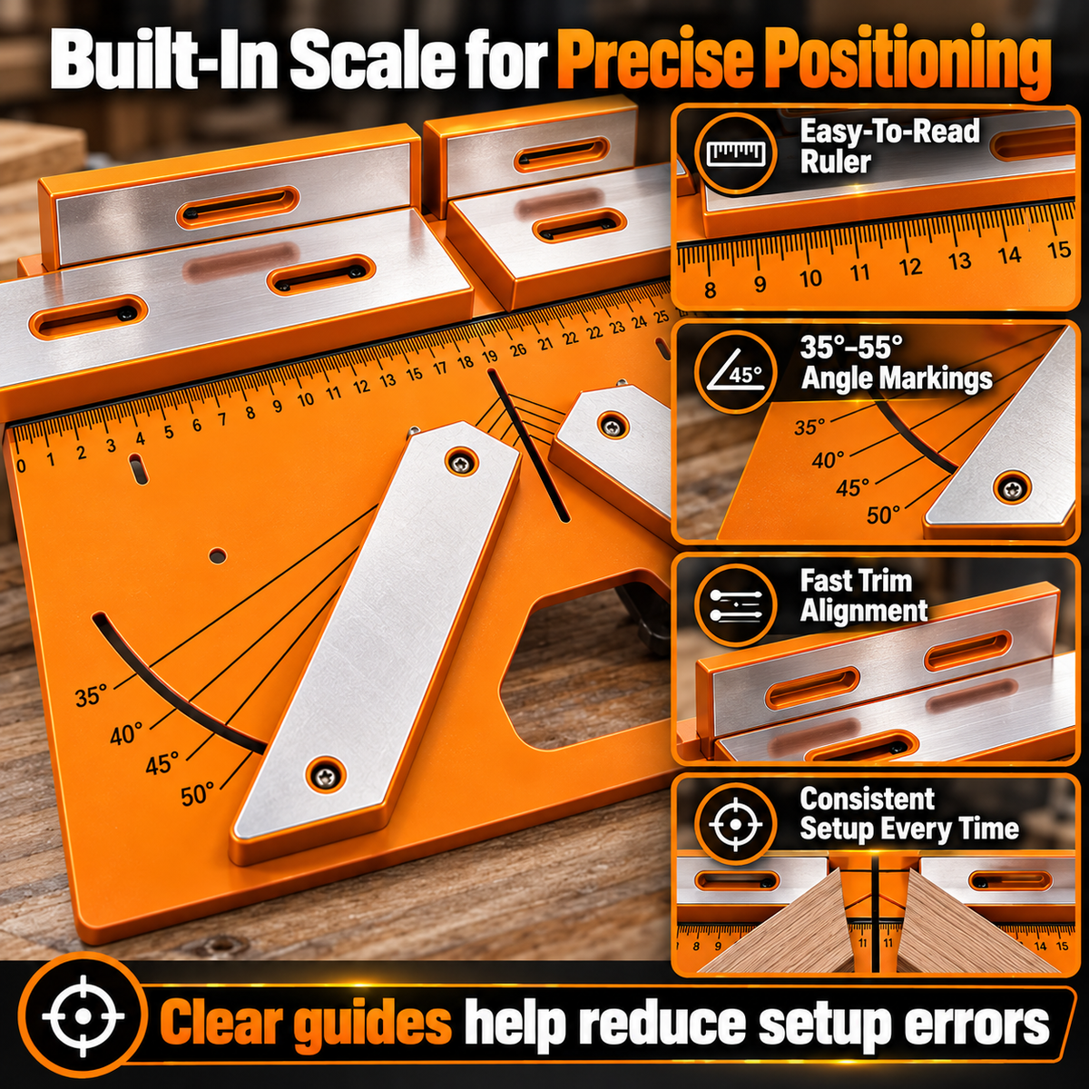 🛠️ Precision Miter Trim Cutting Jig | Adjustable 35°–55° Angles, Built-In Measuring Scale & Faster, Cleaner Trim Cuts 📐