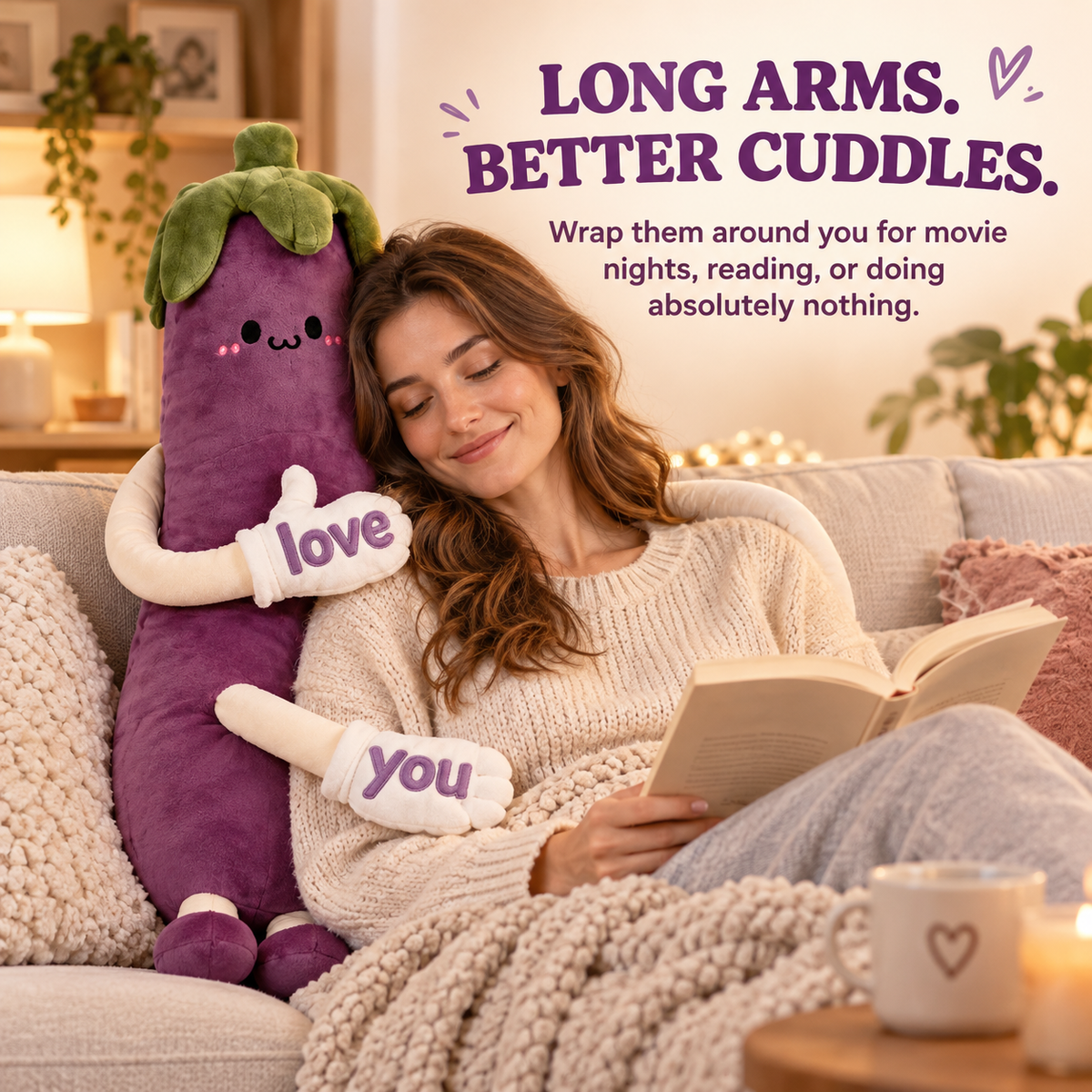 🤗 XL Long-Arm Cuddle Pillow | Giant Plush Hug Buddy