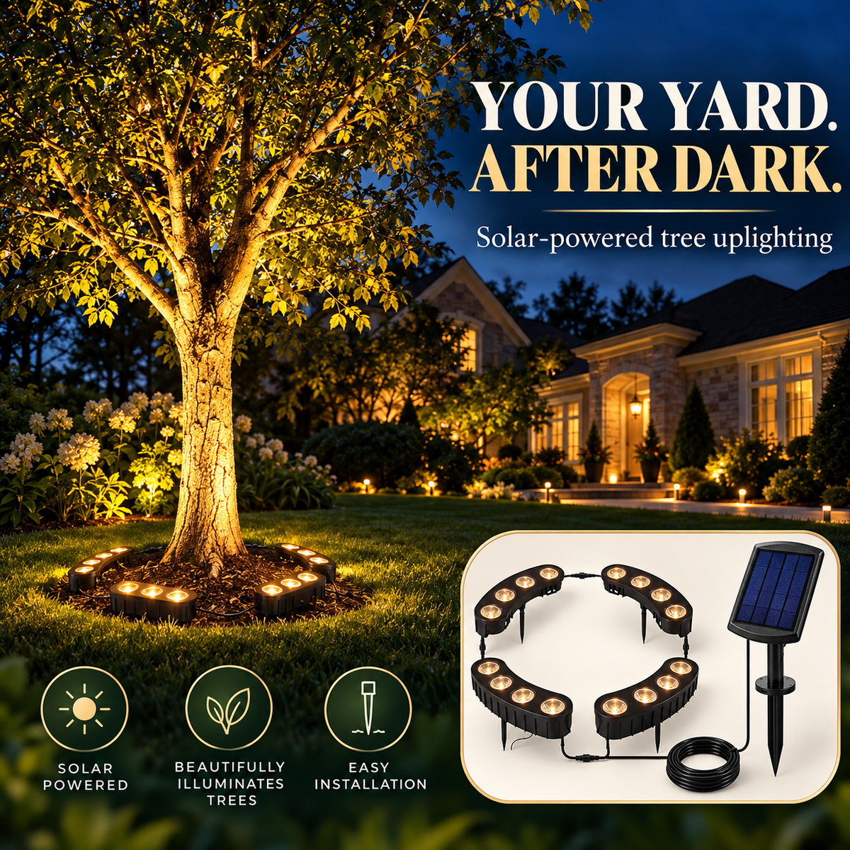 🌳 Solar Ring Tree Lights – Outdoor Landscape Uplighting