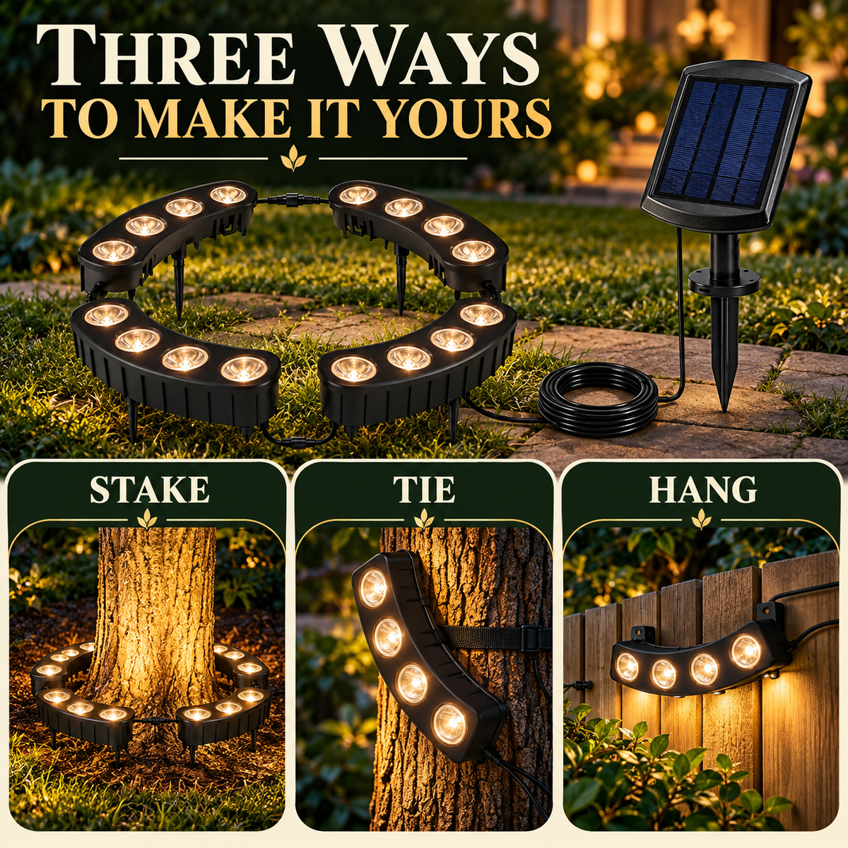 🌳 Solar Ring Tree Lights – Outdoor Landscape Uplighting