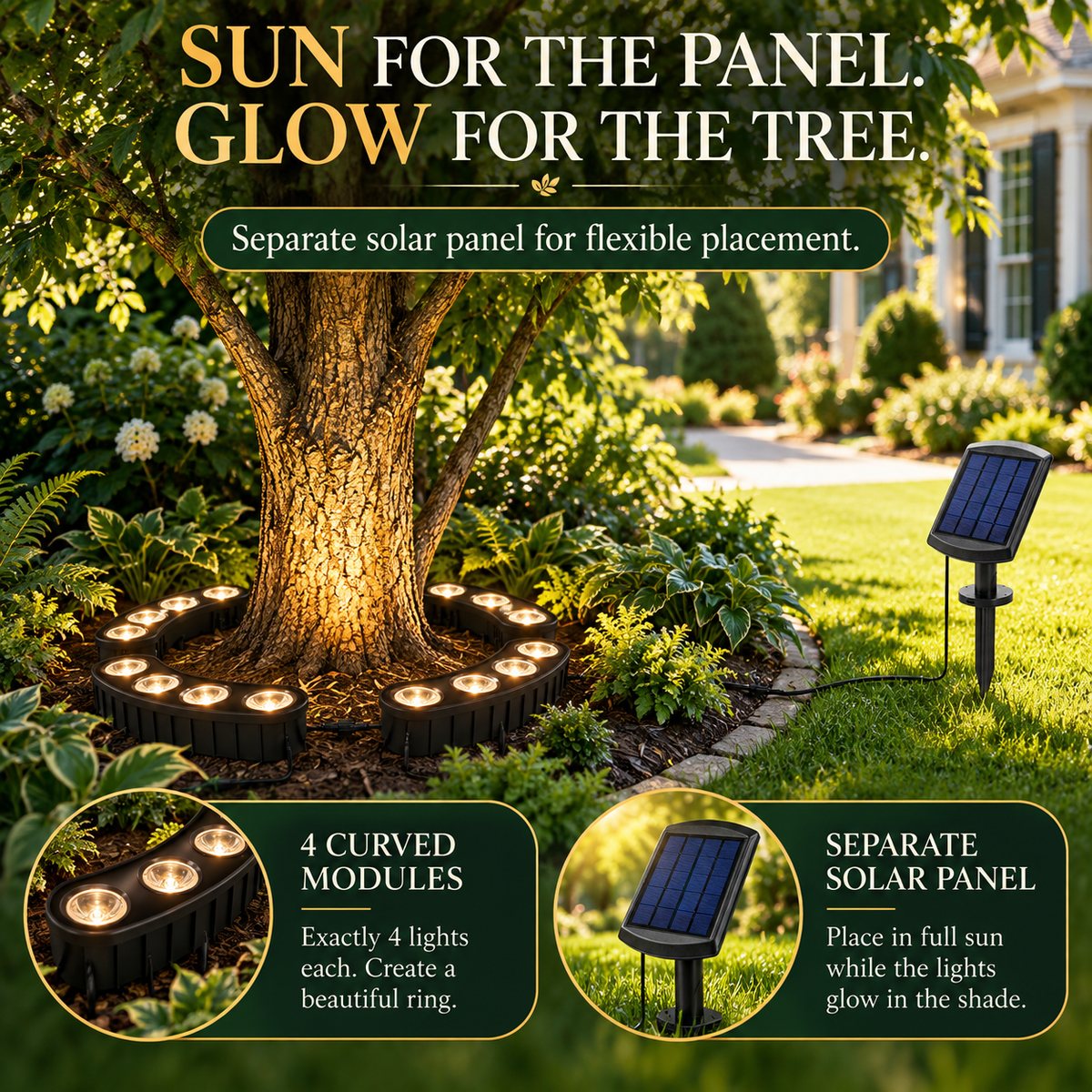 🌳 Solar Ring Tree Lights – Outdoor Landscape Uplighting