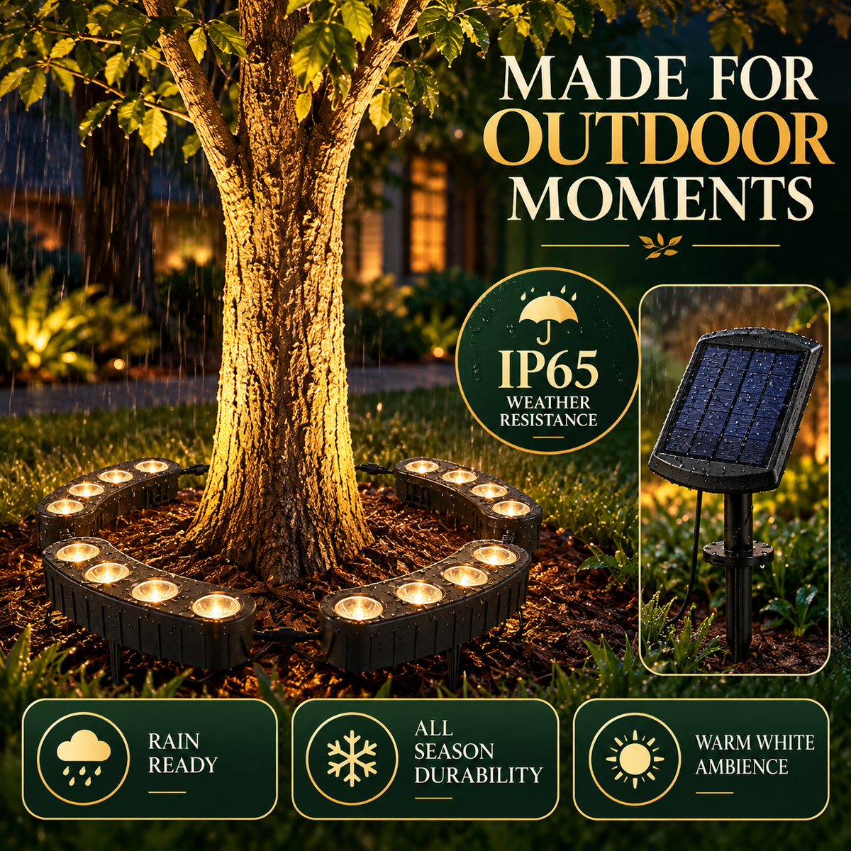 🌳 Solar Ring Tree Lights – Outdoor Landscape Uplighting